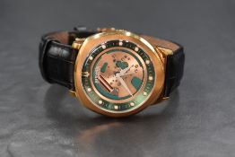 A Bulova Accutron II wristwatch, the copper and green skeleton dial having dot numerals, numbered