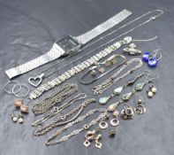 A small selection of silver and white metal jewellery including Hot Diamonds heart pendant, Vivienne