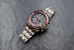 A Citizen Eco-Drive RAF Red Arrows radio controlled wristwatch, the black and red dial having