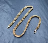 A 9ct gold double row curb link necklace, marked 375, 42cm, 11.3g