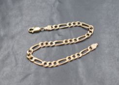 A 9ct gold figaro link bracelet, marked 375, 20cm, 6.1g