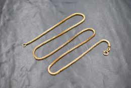 An 18ct gold box link neck chain, marked 750, 50cm, 7.7g