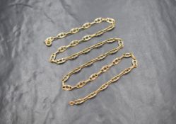 An 18ct gold mariner link neck chain, marked 750, 59cm, 25g
