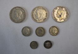 Two GB Silver Half Crowns 1929 and 1940,South African 1940 Two and a half Silver Shillings, Three