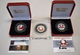 Three Raymond Briggs Father Christmas( All Different) Silver Proof With Colour 50p Coins 8.00