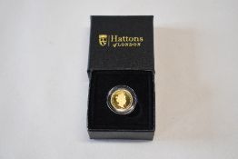 Gold Quarter Sovereign 2018, Obv Queen Elizabeth II Tristan Da Cunha, Rev Coloured Defending