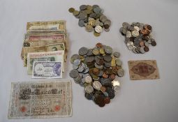 Mixed World Coins and Bank notes including Australasian, Polynesian, European and Asian. German 1910