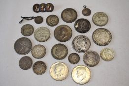 GB & World Silver Coins, GB 1887 & 1917 Half Crowns, 1922 Florin, 1864 Sixpence, 1883 Threepence (