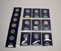 Collection Of Fifteen 50p Coins 2018-2020 Including Six Beatrix Potter, Wallace and Gromit, Two