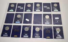 Collection Of Ten 2019 50th Anniversary Of 50p Coins including Kew Gardens, BU Change Checker