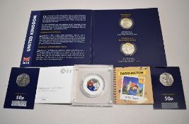 Royal Mint 2019 Paddington At The Tower Silver Proof With Colour 50p in plastic capsule and slab.