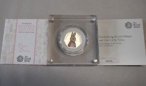 Royal Mint Silver Proof 50p Beatrix Potter Flopsy Bunny 2018, Limited Edition 31901/45000 with