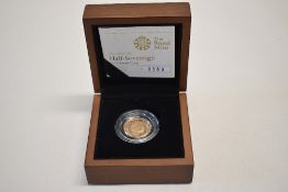 Gold Proof Half Sovereign Queen Elizabeth II 2011 Royal Mint, Limited Edition 0569/2500, in