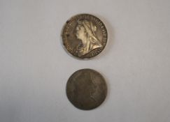 Queen Victoria 1900 Old Head Silver Crown, William III Silver Half Crown (2)