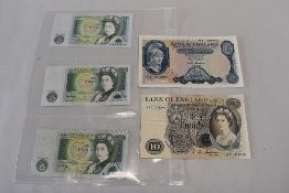 Bank Of England Ten Pound Banknote J Q Hollom 1962-1966, Bank Of England Five Pound Banknote L K O'