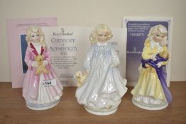 Three Royal Doulton bone china limited edition figurines commemorating NSPPC Centenary comprising '