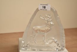 A glass Stag paperweight, h14.5cm