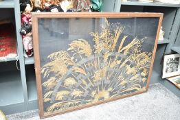 An interesting Victorian glazed display of dried grasses , 94 x 127cm
