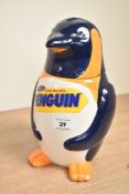 A ceramic McVities 'Penguin' biscuit jar, h25cm Condition report: Damaged