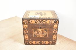 A 19th century tunbridge ware box, h12cm