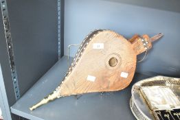 A 19th century wood and leather bellow, L47cm