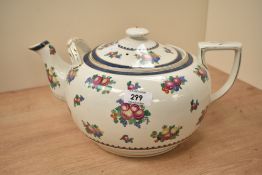 A large decorative T Goode & Co teaporm with cover, angular handle, short spout with secondary