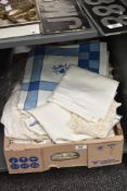 A quantity of fabric, to include tablecloths, lace and various other embroidery