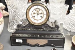 A late 19th / early 20th century French Drum head marble mantle clock, h24cm