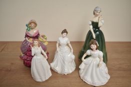 A group of four Royal Doulton bone china figurines comprising 'Gillian' HN 3042, 'Amanda' HN