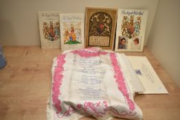 A mixed lot of royal memorabilia, to include a silk programme 'A Tribute to Her Majesty Queen
