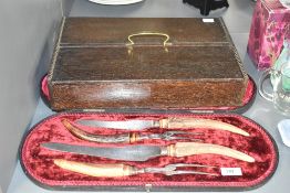 A Joseph Rodgers & Sons carving set, sold together with an oak lidded box