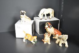 A group of animal trinket boxes, to include pug, horse and bear ect, (6)