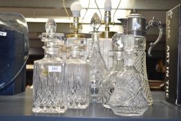 A Royal Crystal Rock decanter with stopper, h23cm, sold together with 5 other decanters and a