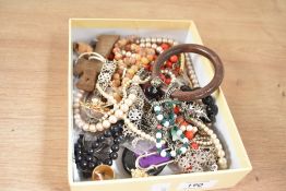 An assortment of costume jewellery, including faux pearls, statement pieces, beaded jewellery and