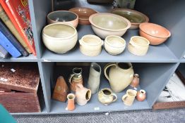 A selection of Alastair Hardie (Branton) and other studio pottery wares, mainly bowls and jugs but