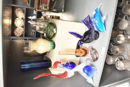 A quantity of studio glass, to include a Caithness glass vase, a smoked glass vase of oval form, a