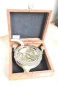 A brass compass by Stanley of London, w10cm, sold with wooden box