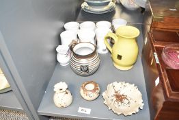 A quantity of local pottery, to include Kendal studio pottery, 4 plus 2 coronation mugs QE11,