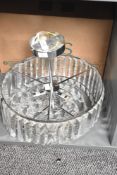 A Laura Ashley chrome and glass chandelier having 3 lights and makers label, w32