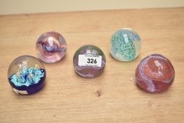 A Caithness Mooncrystal glass paperweight, h4.5cm, sold together with 4 others