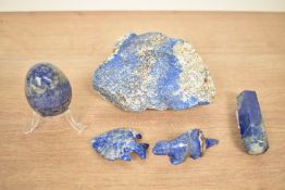 A Sodalite rock measuring w11cm x h6cm, sold together with a Sodalite egg, fish, dinosaur and