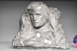 A portrait bust, Edith Sitwell, resin, bronze colour, h23cm *purchased from Mitchells in 2006 and