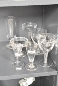 A 19th century fluted champagne glass, h19.5cm, sold together with various other glasses (7)