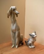 A large Lladro porcelain Afghan Hound model number 1069, height 30cm, sold alongside a Lladro