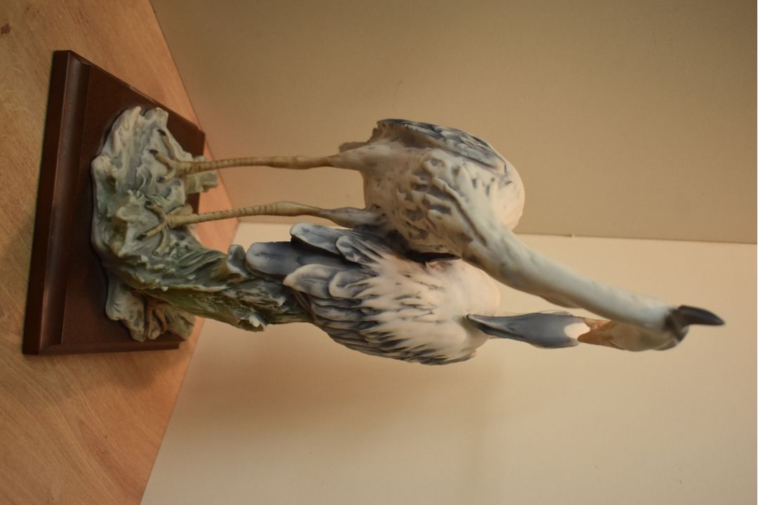 A Capodimonte porcelain animal group by Giuseppe Armani depicting two herons, signature to front - Image 4 of 6