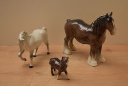 A Beswick Pottery Shire Mare in brown gloss finish sold together with a Beswick Pottery Stocky