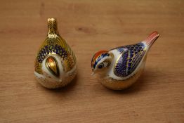 A Royal Crown Derby bone china collectors guild exclusive 'Firecrest' paperweight with gold coloured