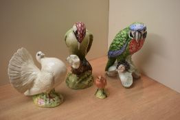 A group of three Beswick bird studies comprising Fantail Pigeon model number 1614 desgined by Arthur