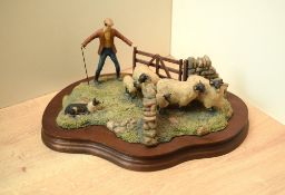 A limited edition Border Fine Arts group 'One Man and His Dog' model number L55 by Ray Ayres,