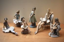 A group of six Lladro porcelain figurines comprising 'Classic Dance' model number 4847, 'Julia